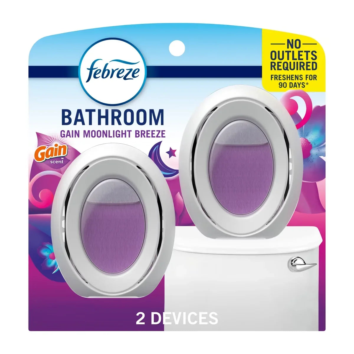 Febreze Gain Moonlight Breeze Bathroom Air Freshener - 2ct