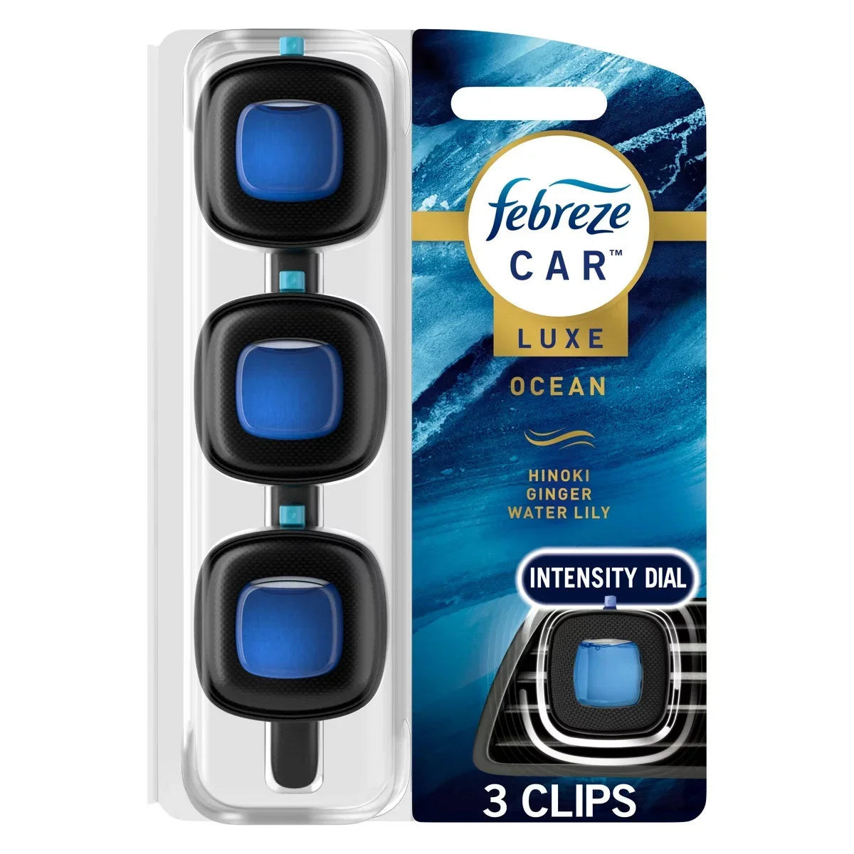 Febreze Car Air Freshener Vent Clip - Ocean  - 0.22 fl oz/3pk