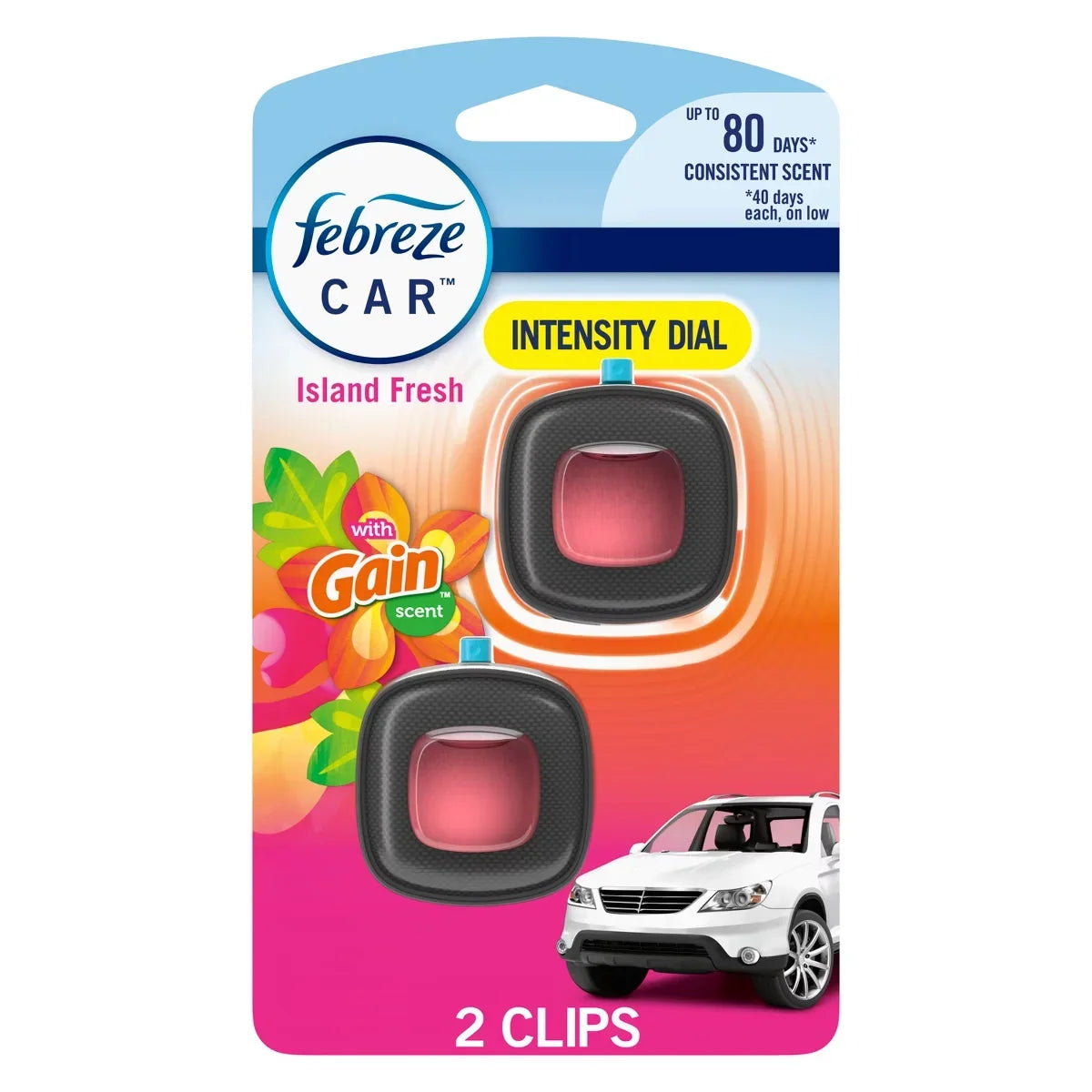 Febreze Car Air Freshener Vent Clip - Gain Island Fresh - 0.13 fl oz/2pk
