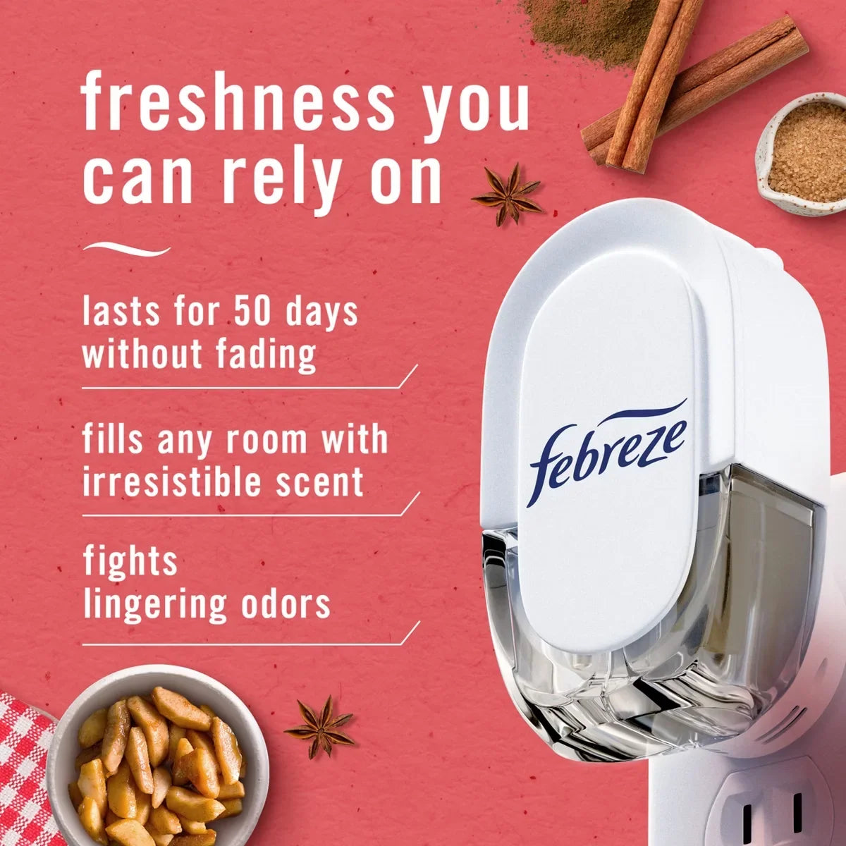 Febreze Plug Triple Air Freshener Refills Baked Cinnamon Apple - 2.63 fl oz/3ct