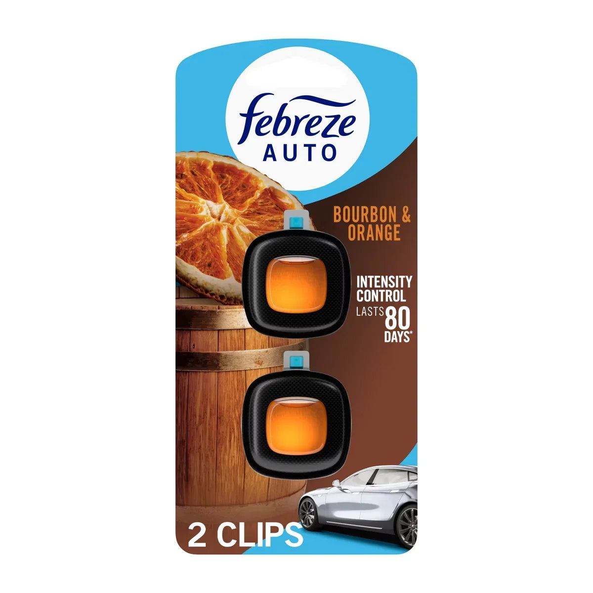 2ct Febreze Auto Bourbon and Orange