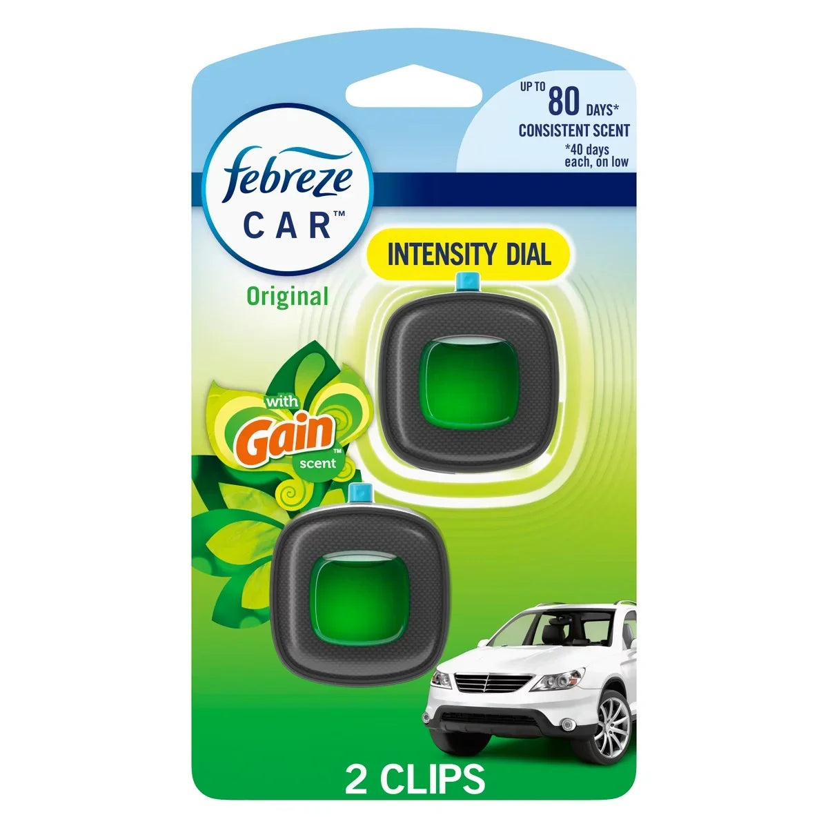 Febreze Car Air Freshener Vent Clip - Gain Original - 0.13 fl oz/2pk