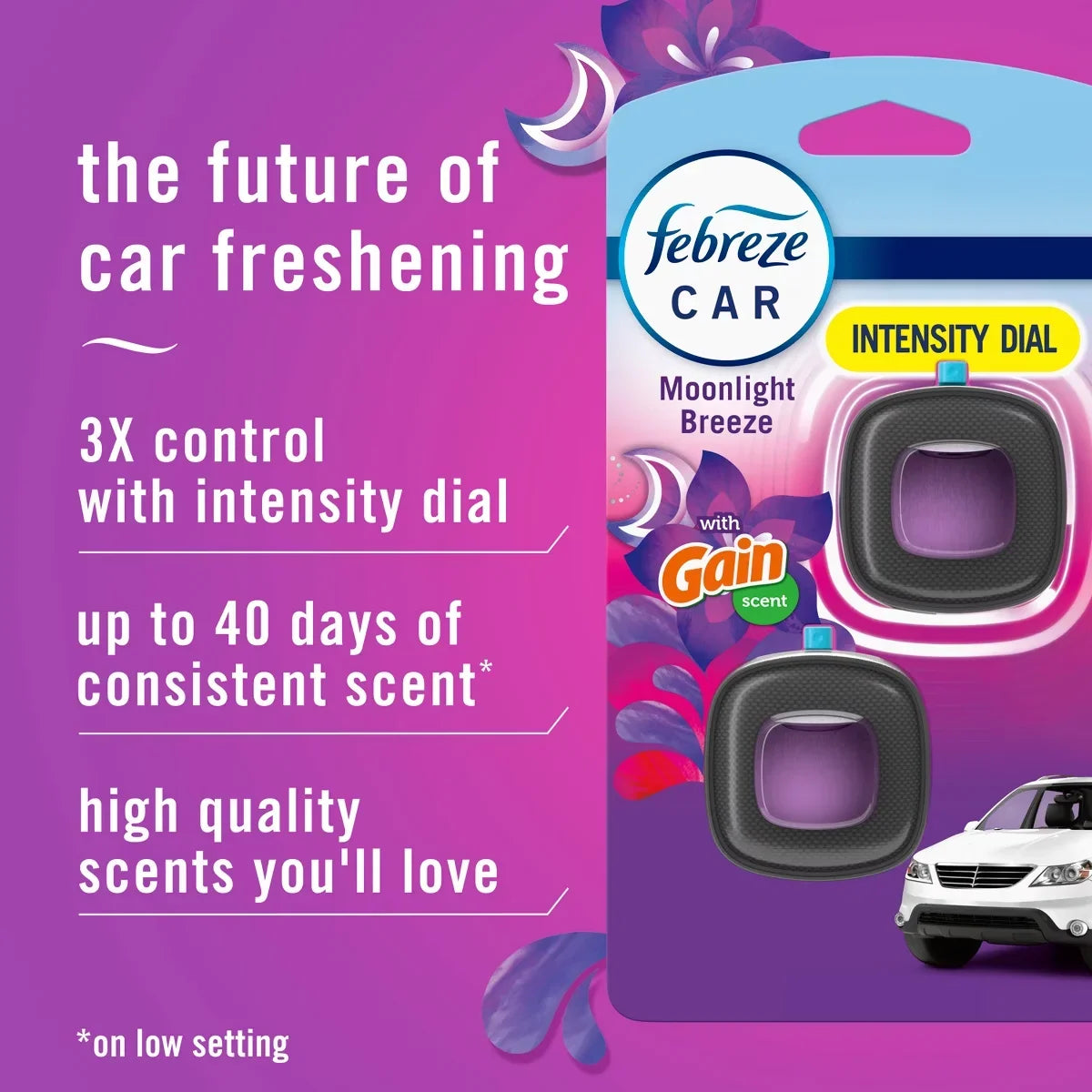 Febreze Car Air Freshener Vent Clip - Gain Moonlight Breeze - 0.20 fl oz/3pk