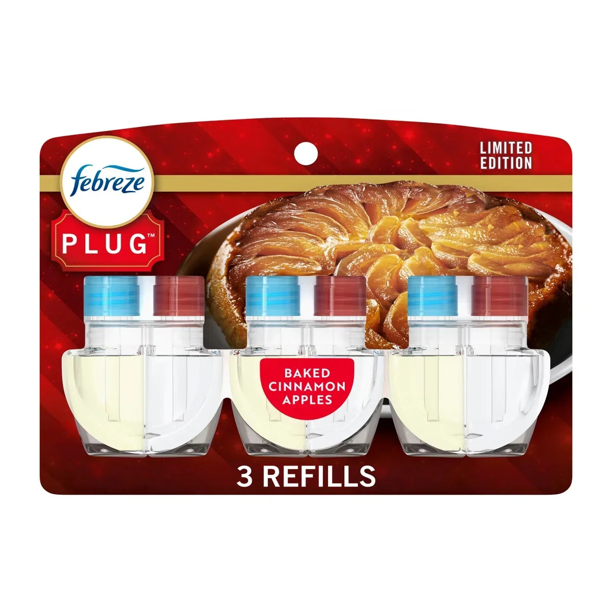 Febreze Plug Triple Air Freshener Refills Baked Cinnamon Apple - 2.63 fl oz/3ct