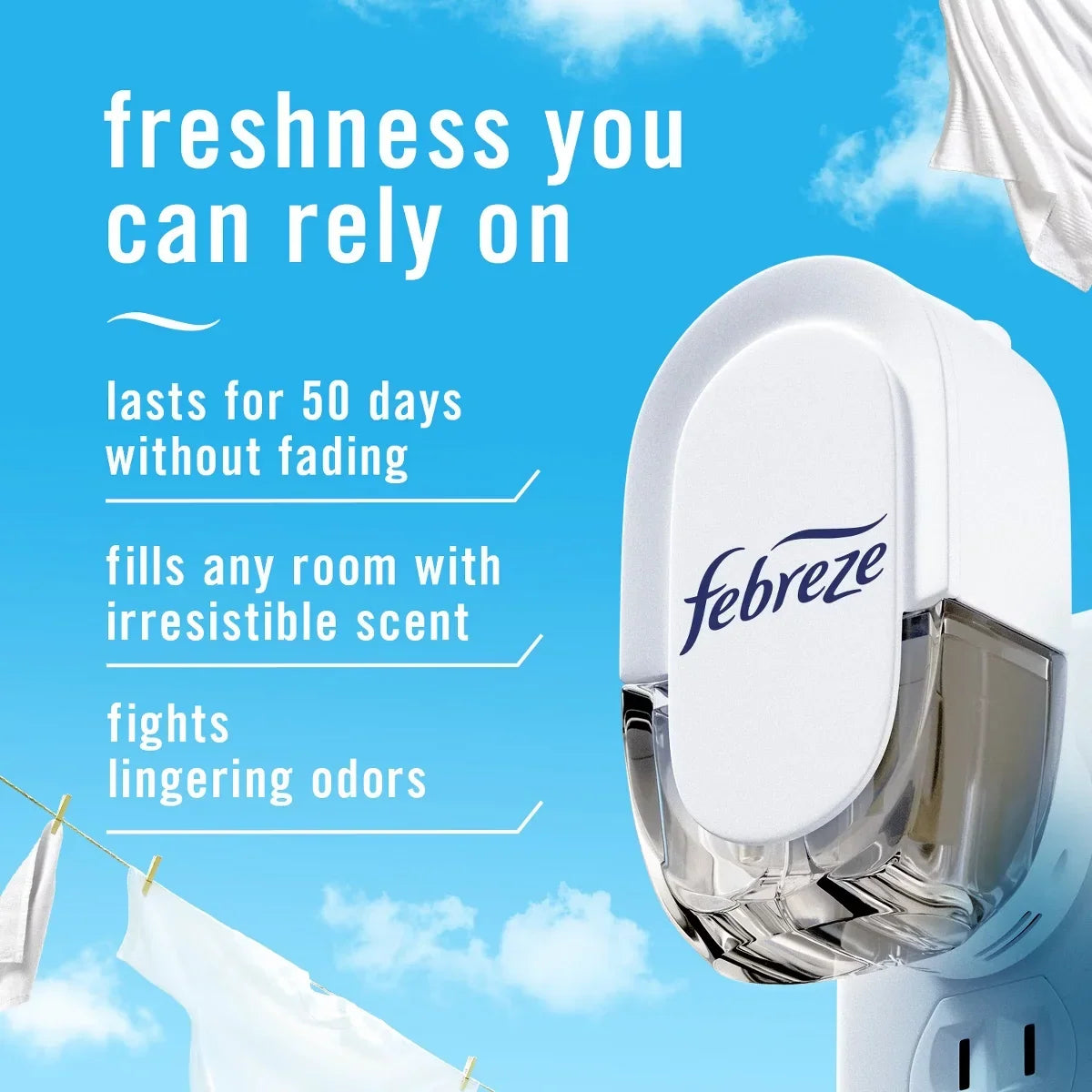 Febreze Odor-Fighting Fade Defy Plug Air Freshener Refill - Linen & Sky