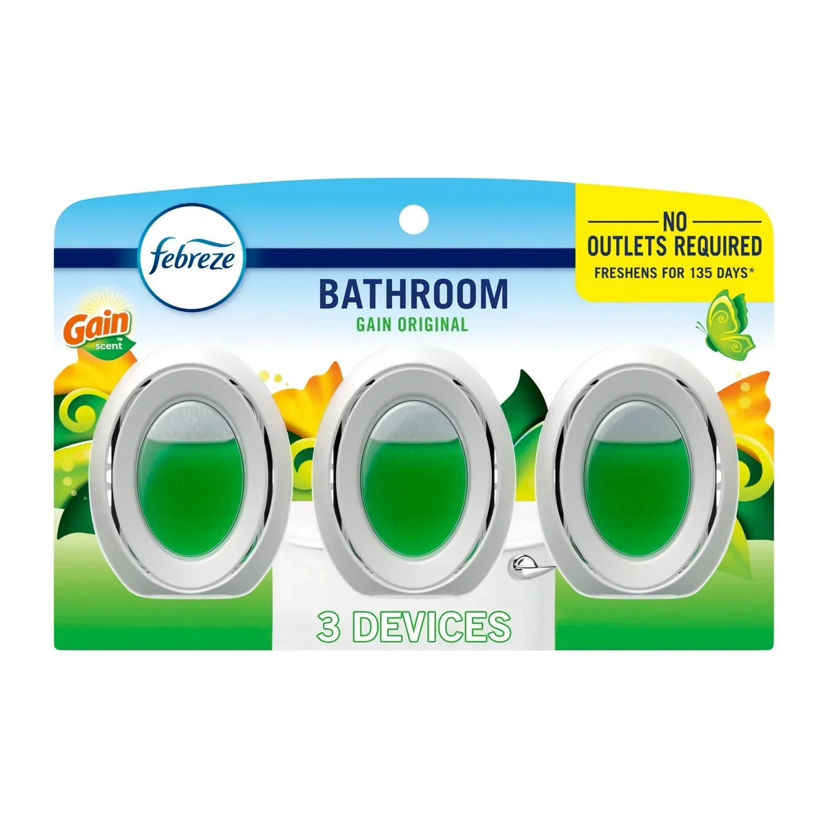 Febreze Gain Original Bathroom Air Freshener - 3ct