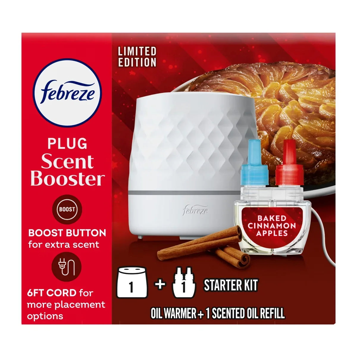 Febreze Plug Scent Booster Air Freshener Holders - Baked Cinnamon Apple - 0.87 fl oz/2pk